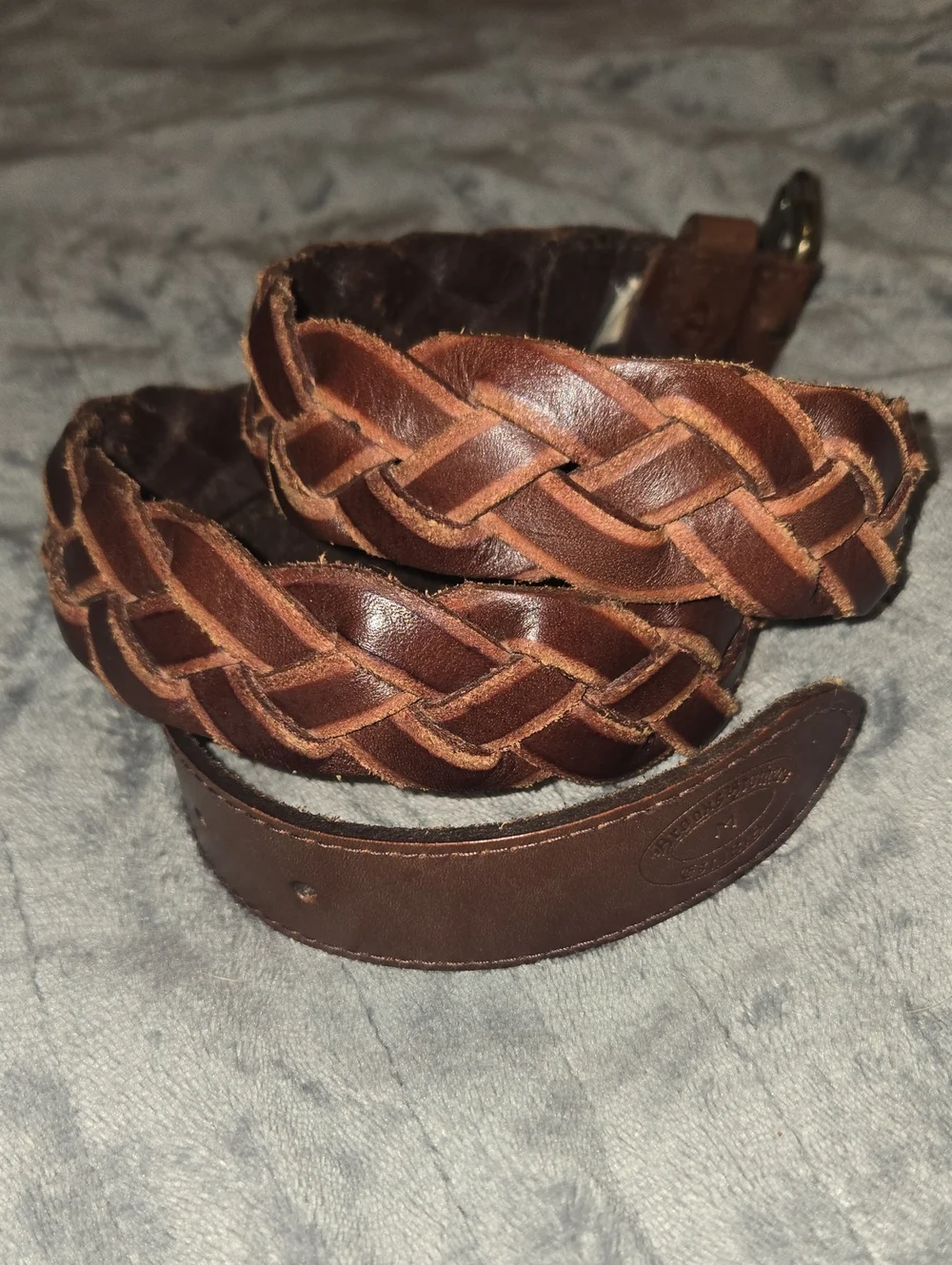 BROOKS BROTHERS-Braided Brown Leather Belt-Size M